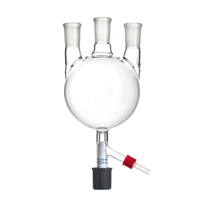 直三口圆底烧瓶（高真空放料阀）