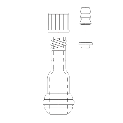 直型球磨抽气接头，带可拆卸小咀