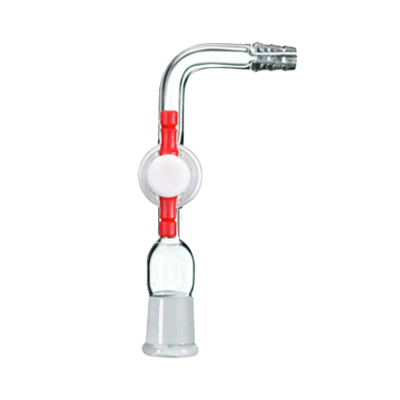 90°抽气接头，内磨口带四氟节门